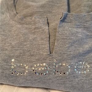 Bebe Heather Gray Rhinestone Logo Top